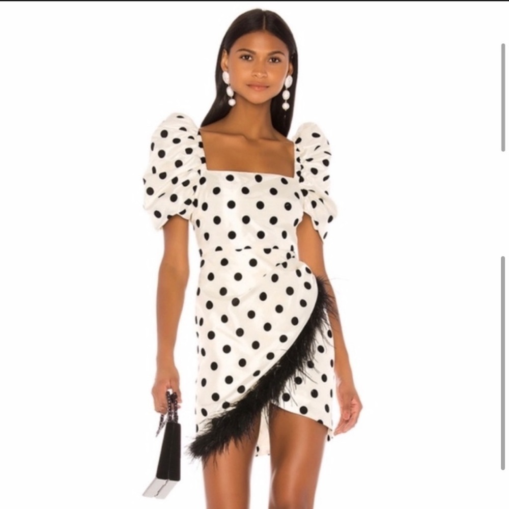 New! LPA Hailey Dress Black & White Polka Dots Mini Feather Dress 🖤 Small - Picture 6 of 15